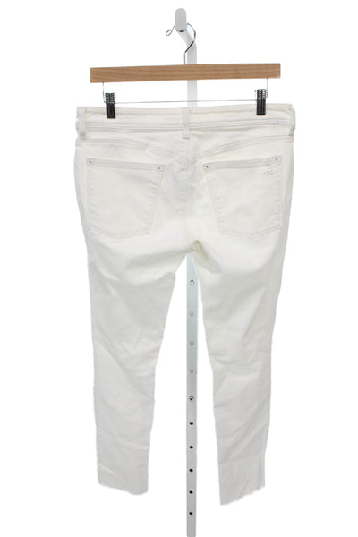 DL1961 Womens High Rise White Cotton Blend Jeggings Button Fly Size 30