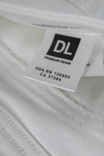 DL1961 Womens High Rise White Cotton Blend Jeggings Button Fly Size 30