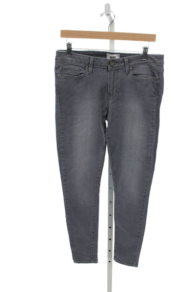 Paige Womens Skinny Gray High Rise Button Cotton Blend Jeans Size 31