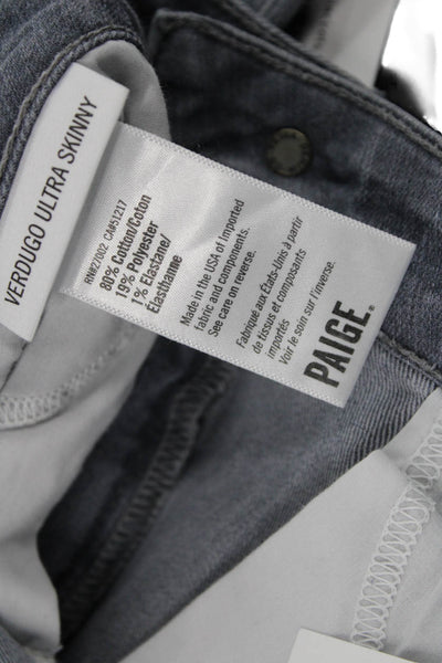 Paige Womens Skinny Gray High Rise Button Cotton Blend Jeans Size 31