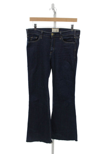 McGuire Womens Flared Jeans Blue High Rise Button Cotton Size 30