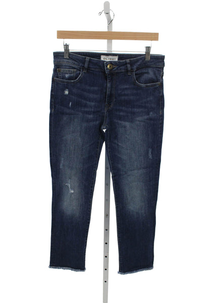 DL1961 Women Ankle Jeans Blue High Rise Button Cotton Size 29