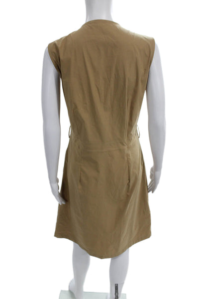 Anatomie Womens Jacket Dress Beige V-Neck Sleeveless Mid-Calf Zip Safari Size L
