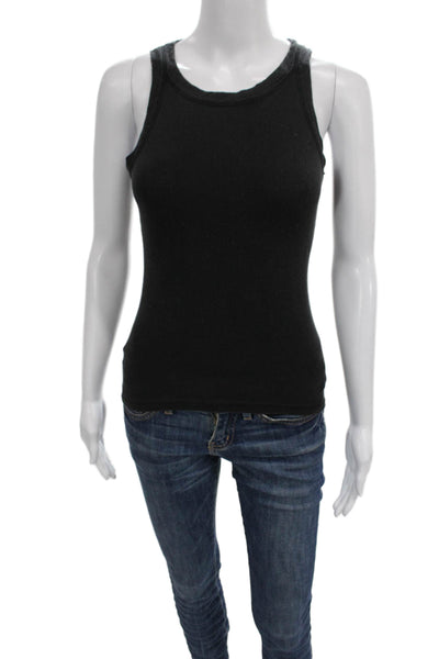 Allsaints Womens Basic Black Tank Round Neck Lyocell Elastane Size S