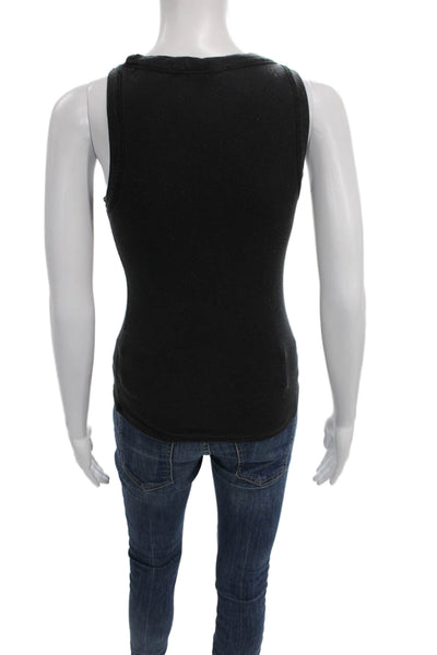 Allsaints Womens Basic Black Tank Round Neck Lyocell Elastane Size S