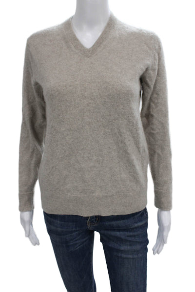 Everlane Womens Cashmere V-Neck Pullover Beige Long Sleeve Petite Size S