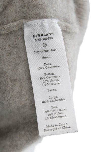 Everlane Womens Cashmere V-Neck Pullover Beige Long Sleeve Petite Size S