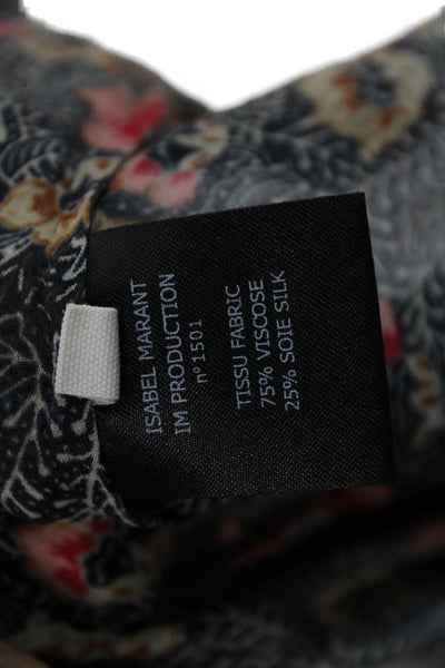 Isabel Marant Etoile Women Shift Dress Black Floral V-Neck Size 34