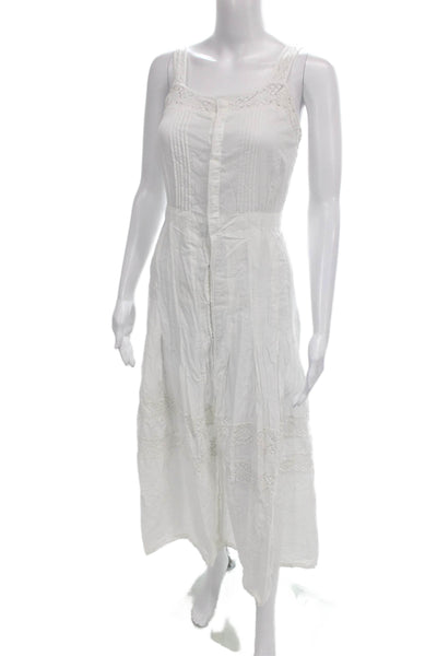Love Shack Fancy Women Sundress White Cotton Square Neck Sleeveless Midi Size 1