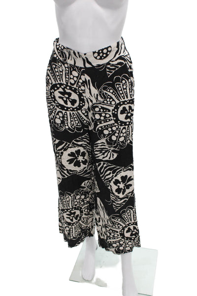 Christian Siriano Womens Black Animal Print Pantsuit Short Sleeve Size XS