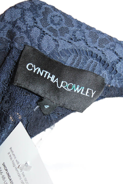 Cynthia Rowley Womens Blue Floral Lace Dress Pants Size 4