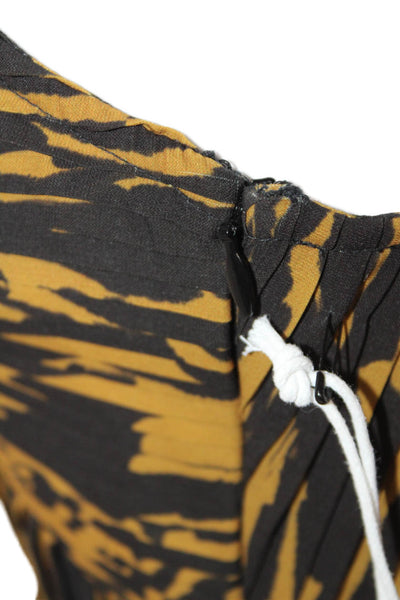 Saylor Women Maxi Dress Black Animal Print V-Neck Short Sleeve Zip Size S