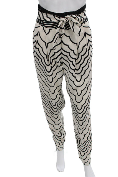 Marc By Marc Jacobs Women Black Geometric Polyester Dress Pants Tie Size 0