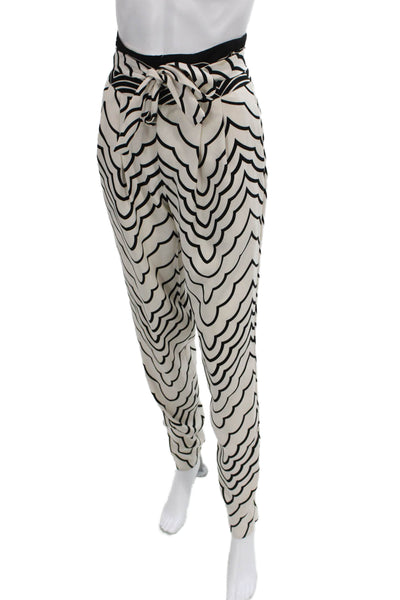 Marc By Marc Jacobs Women Black Geometric Polyester Dress Pants Tie Size 0