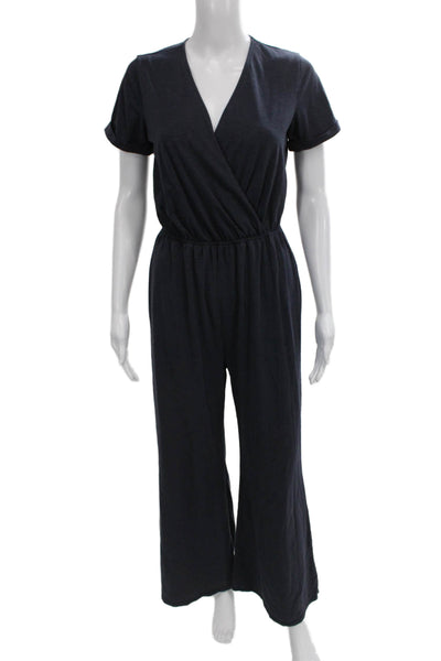 Saturday Sunday Anthropologie Women Jumpsuit Blue V-Neck Short-Sleeve Size XS