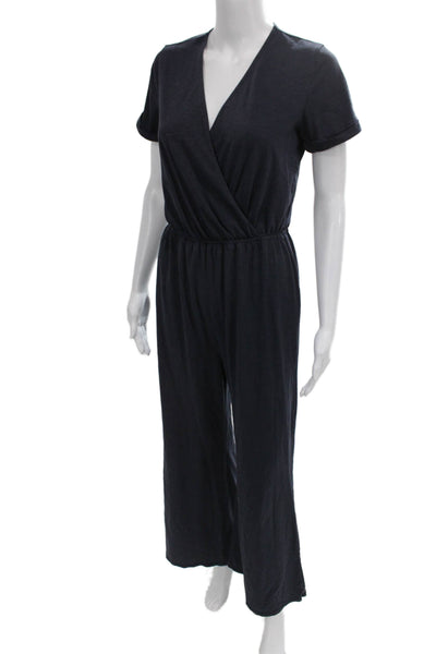 Saturday Sunday Anthropologie Women Jumpsuit Blue V-Neck Short-Sleeve Size XS