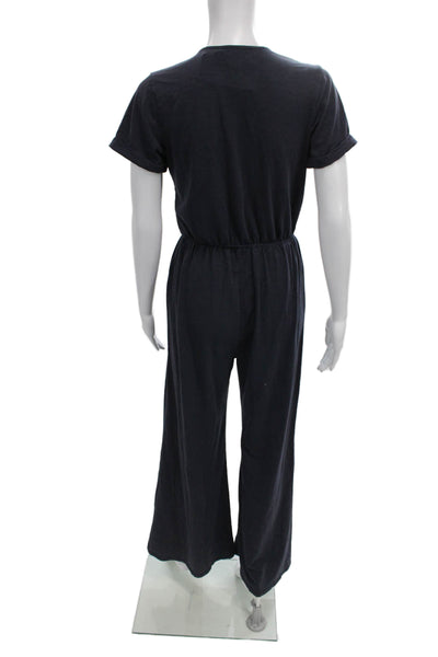 Saturday Sunday Anthropologie Women Jumpsuit Blue V-Neck Short-Sleeve Size XS