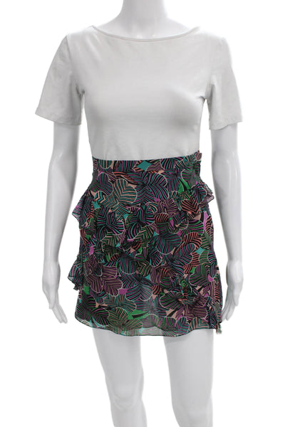 Marc Jacobs Women Multicolor Floral Silk Mini Skirt Tropical Zip Size 4