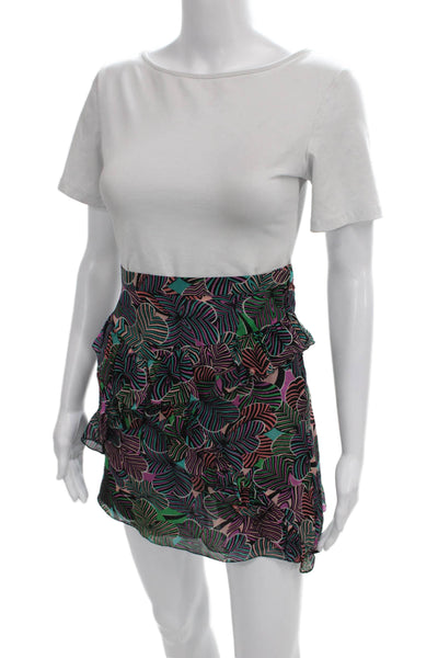 Marc Jacobs Women Multicolor Floral Silk Mini Skirt Tropical Zip Size 4