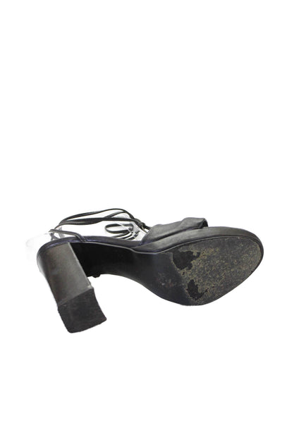 LPA Womens Leather Strappy Sandals Heels Black Size 8