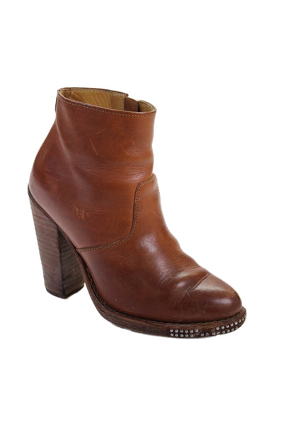 Angela Scott Womens Leather Ankle Boots Brown Size 36 6