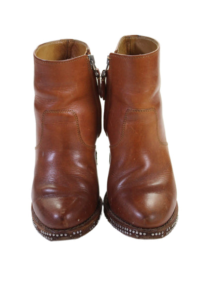 Angela Scott Womens Leather Ankle Boots Brown Size 36 6