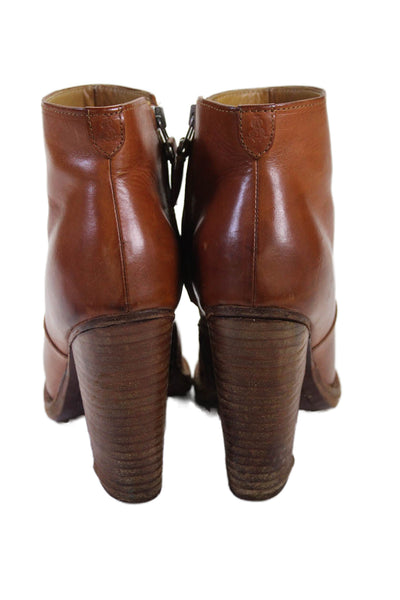 Angela Scott Womens Leather Ankle Boots Brown Size 36 6