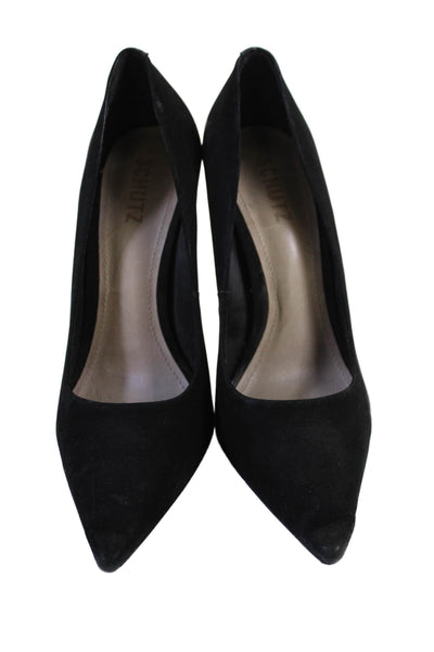 Schutz Womens Suede Pointed Toe Heel Pumps Black Size 8B