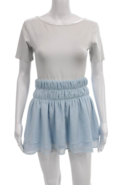 Tularosa Women Blue A-Line Short Skirt Polyester Pull On Size S
