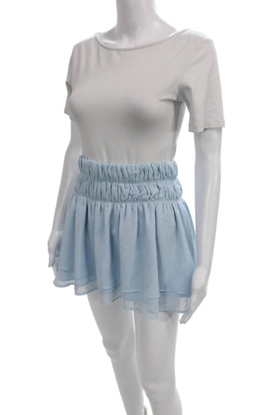 Tularosa Women Blue A-Line Short Skirt Polyester Pull On Size S