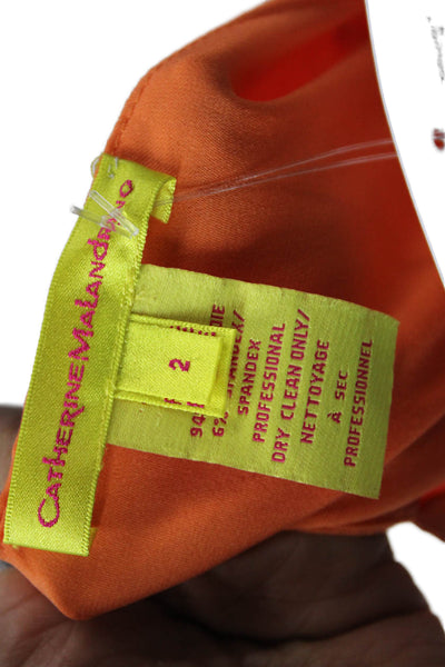 Catherine Malandrino Women Jumpsuit Orange Cowl Neck Tie Sleeveless Silk Size 2