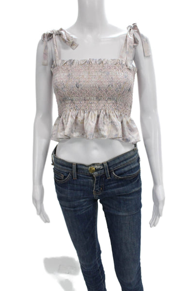 Likely Womens Multicolor Floral Cropped Tank Square Neck Sleeveless Size S