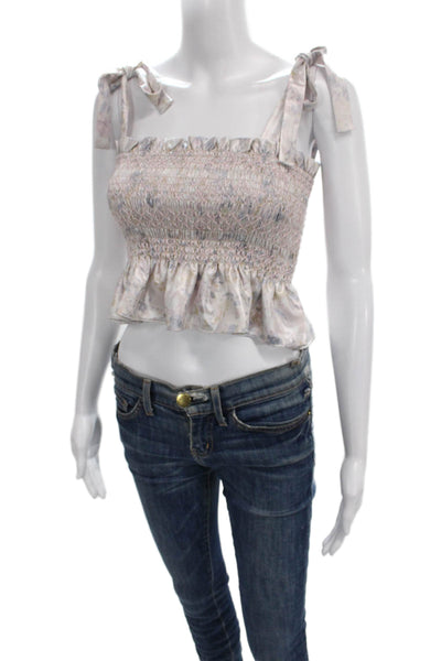 Likely Womens Multicolor Floral Cropped Tank Square Neck Sleeveless Size S