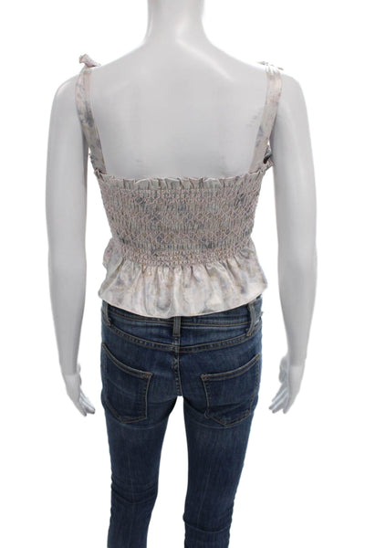 Likely Womens Multicolor Floral Cropped Tank Square Neck Sleeveless Size S