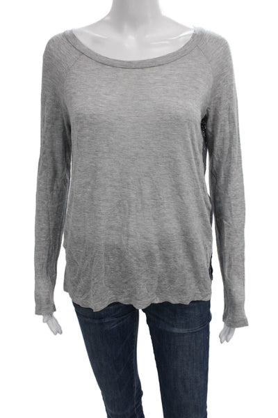 Ella Moss Womens Basic Gray Modal Scoop Neck Long Sleeve T-Shirt Size S