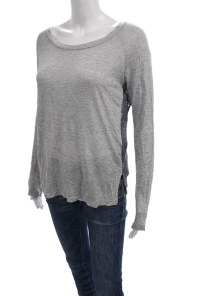 Ella Moss Womens Basic Gray Modal Scoop Neck Long Sleeve T-Shirt Size S