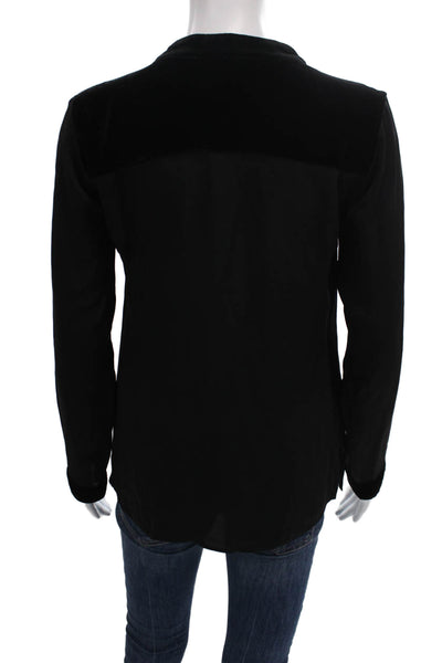 Catherine Malandrino Womens Tunic Blouse Black Silk V-Neck Long Sleeve Size 0