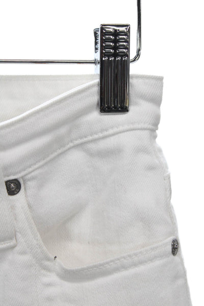 AG Women Straight Jeans White Button Mid Rise Cotton Size 25