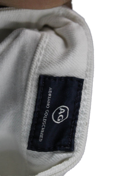 AG Women Straight Jeans White Button Mid Rise Cotton Size 25