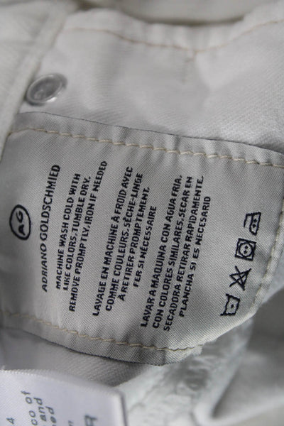 AG Women Straight Jeans White Button Mid Rise Cotton Size 25