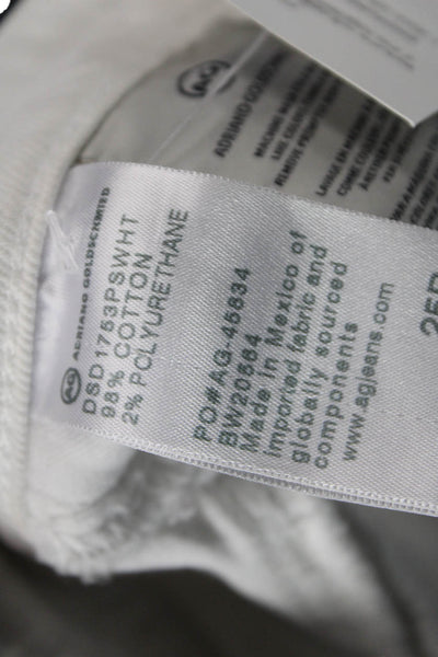 AG Women Straight Jeans White Button Mid Rise Cotton Size 25