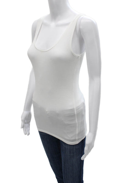 Majestic Paris Women Basic Tank White Scoop Neck Sleeveless Viscose Size 1