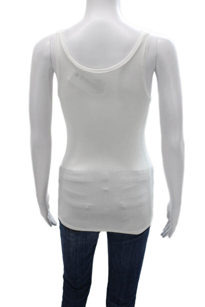 Majestic Paris Women Basic Tank White Scoop Neck Sleeveless Viscose Size 1