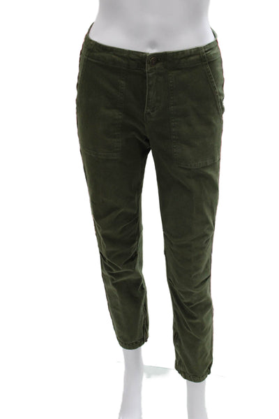 Pam & Gela Womens Green Cotton Jogger Pants Zip Closure Size 27