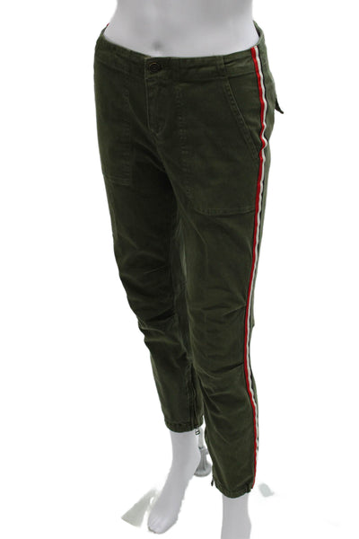 Pam & Gela Womens Green Cotton Jogger Pants Zip Closure Size 27