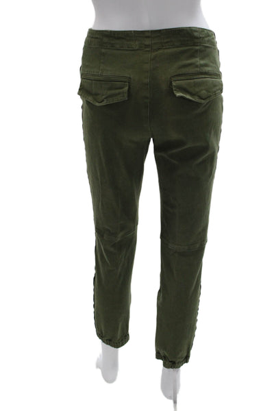 Pam & Gela Womens Green Cotton Jogger Pants Zip Closure Size 27