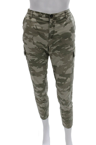 ATM Womens Ankle Pants Green Camouflage Cotton Button Size 4