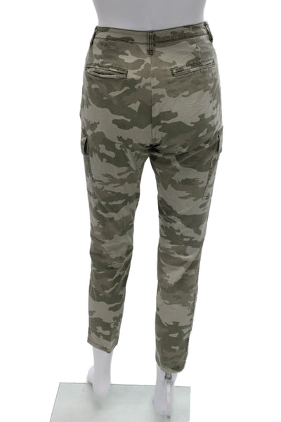 ATM Womens Ankle Pants Green Camouflage Cotton Button Size 4