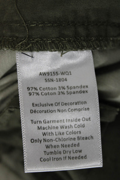 ATM Womens Ankle Pants Green Camouflage Cotton Button Size 4
