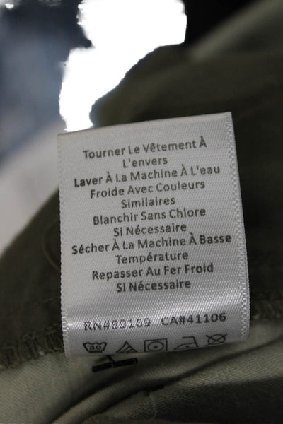 ATM Womens Ankle Pants Green Camouflage Cotton Button Size 4